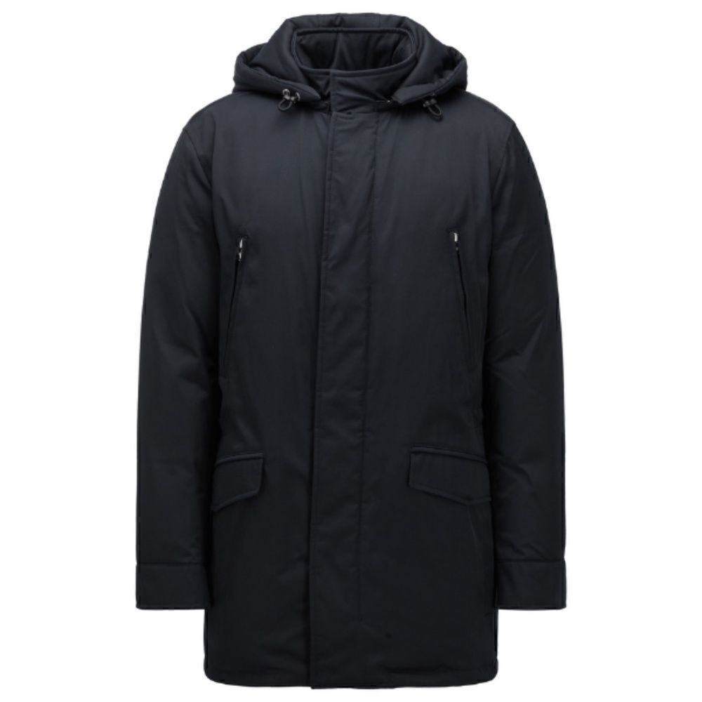 BOSS Deaco2 Hooded Down Jacket in Water-Repellent Fabric Navy Blue